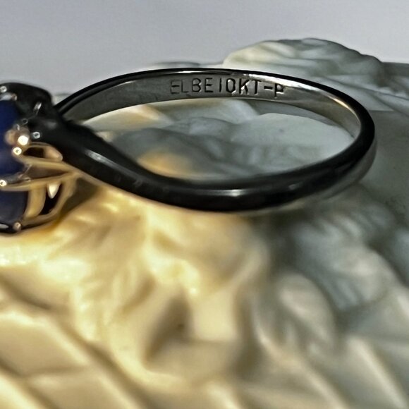 VINTAGE ELBE Blue Star Sapphire 10k White gold 8mm Cabochon prong set - Picture 4 of 7